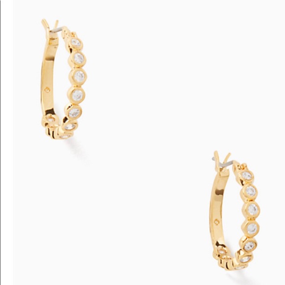 kate spade Jewelry - NWT Kate spade earrings Gold Huggies w/clear stone